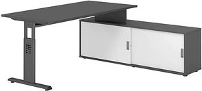 HAMMERBACHER OSE16SB höhenverstellbarer Schreibtisch grafit rechteckig, T-Fuß-Gestell grau 160,0 x 80,0 cm