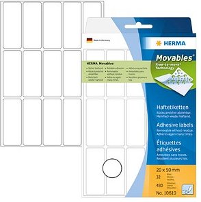 360 HERMA Movables Etiketten 10610 weiß 20,0 x 50,0 mm