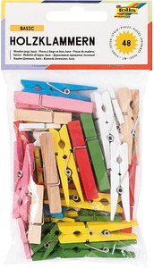 folia Holzklammern mehrfarbig basic, 48 St.