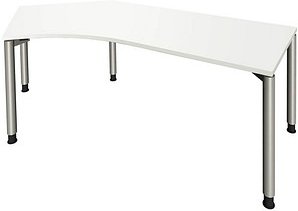 fm fastline Schreibtisch weiß Bogenform, 4-Fuß-Gestell silber 220,0 x 80,0 cm