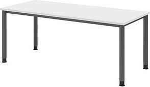 Thumbnail - HAMMERBACHER HS19 höhenverstellbarer Schreibtisch weiß rechteckig, 4-Fuß-Gestell grau 180,0 x 80,0 cm
