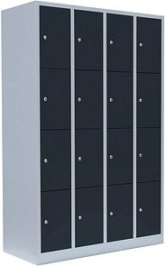 LÜLLMANN Schließfachschrank anthrazit, lichtgrau 520448, 16 Schließfächer 117,0 x 50,0 x 180,0 cm