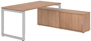 HAMMERBACHER RSE16SB höhenverstellbarer Schreibtisch nussbaum rechteckig, Kufen-Gestell silber 160,0 x 80,0 cm