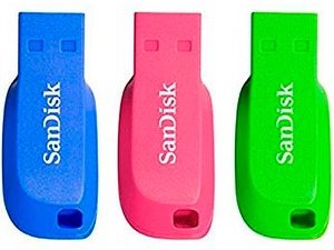 SanDisk USB-Sticks Cruzer Blade blau, grün, pink 16 GB, 3 St.