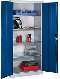 CP Stahlschrank 8921-052 S10246 lichtgrau, enzianblau 4 Fachböden 93,0 x 50,0 x 195,0 cm, aufgebaut, 1 St.