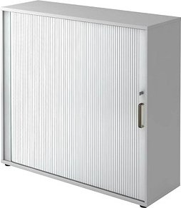 HAMMERBACHER Haziender Rollladenschrank lichtgrau, silber 2 Fachböden 120,0 x 40,0 x 110,0 cm