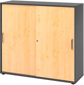 HAMMERBACHER Schiebetürenschrank 1753S, V1753S/G/3/SG ahorn, grafit 2 Fachböden 120,0 x 40,0 x 110,0 cm