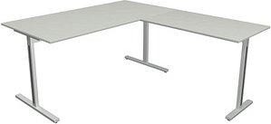 Kerkmann Form 1 Schreibtisch lichtgrau rechteckig, T-Fuß-Gestell silber 160,0 x 80,0 cm