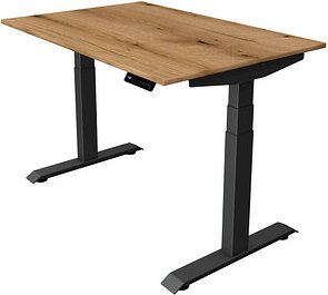 Thumbnail - Kerkmann Move 4 elektrisch höhenverstellbarer Schreibtisch eiche rechteckig, T-Fuß-Gestell grau 120,0 x 80,0 cm