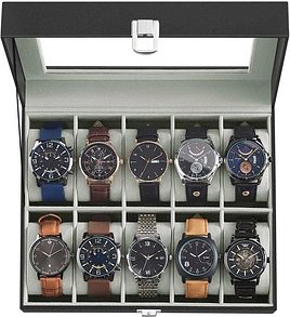 SONGMICS Uhrenbox schwarz, grau 30,0 x 11,2 x 8,0 cm, 1 St.