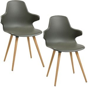 Topstar Schalenstühle T2020 mit Armlehnen FZ11BUG-2 grau Kunststoff, 2 St.