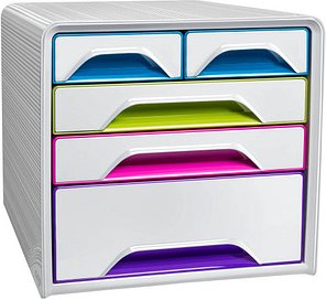 cep Schubladenbox Smoove weiß/bunt 1072130921, DIN A4 mit 5 Schubladen