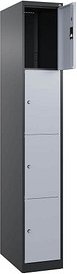 CP Schließfachschrank Classic Plus schwarzgrau, weißaluminium 080000-104 S10020, 4 Schließfächer 30,0 x 50,0 x 185,0 cm