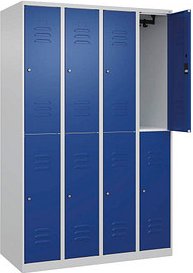 CP Spind Classic Plus lichtgrau, enzianblau 080300-40 S10039, 8 Schließfächer 120,0 x 50,0 x 185,0 cm