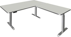 Kerkmann Move 3 Premium elektrisch höhenverstellbarer Schreibtisch lichtgrau L-Form, T-Fuß-Gestell silber 200,0 x 220,0 ...