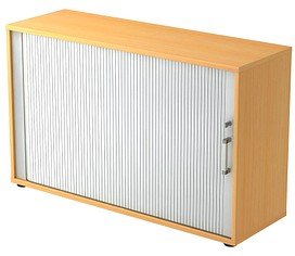 HAMMERBACHER 1732S Rollladenschrank buche, silber 1 Fachboden 120,0 x 40,0 x 74,8 cm