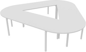 Quadrifoglio Konferenztisch Idea+ weiß Trapezform, Vierkantrohr weiß, 320,0 x 298,0 x 74,0 cm