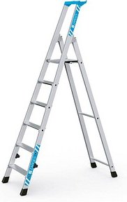 ZARGES Stehleiter einseitig Nova S silber 6 Stufen, H: 203,0 cm