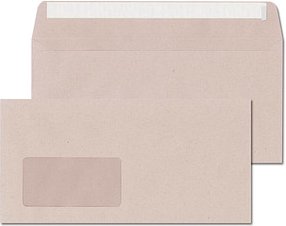 Thumbnail - ÖKI Briefumschläge Natur DIN lang mit Fenster recycling-grau haftklebend 1.000 St.