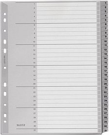 Thumbnail - AKTION: LEITZ Ordnerregister 1281 DIN A4 Vollformat, Überbreite 1-31 grau 31-teilig, 1 Satz mit Prämie nach Registrierun...