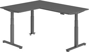 HAMMERBACHER XDSMW1908 elektrisch höhenverstellbarer Schreibtisch grafit rechteckig, T-Fuß-Gestell grau 180,0 x 160,0 cm