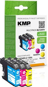 KMP B61V cyan, magenta, gelb Druckerpatronen kompatibel zu brother LC-125XLRBWBP , 3er-Set