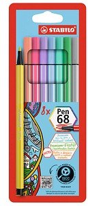 STABILO pen 68 Filzstifte farbsortiert, 8 St.