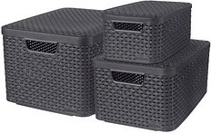 curver STYLE Aufbewahrungsboxen-Set anthrazit, 1 Set