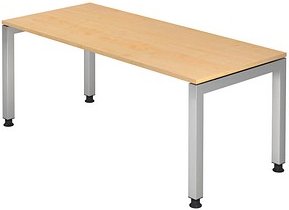 HAMMERBACHER Prokura höhenverstellbarer Schreibtisch ahorn rechteckig, 4-Fuß-Gestell silber 180,0 x 80,0 cm