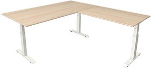 Thumbnail - Kerkmann Move 4 elektrisch höhenverstellbarer Schreibtisch ahorn rechteckig, T-Fuß-Gestell weiß 200,0 x 220,0 cm