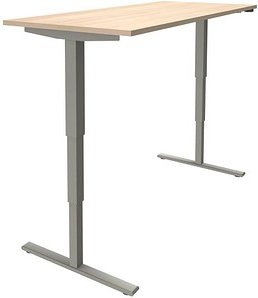 fm Sidney elektrisch höhenverstellbarer Schreibtisch akazie rechteckig, T-Fuß-Gestell silber 180,0 x 80,0 cm