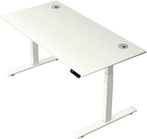 Thumbnail - Kerkmann Move 2 Plus elektrisch höhenverstellbarer Schreibtisch weiß rechteckig, T-Fuß-Gestell weiß 160,0 x 80,0 cm