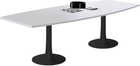 Quadrifoglio Konferenztisch Idea+ lichtgrau Tonnenform, Säulenfuß grau, 280,0 x 80,0 - 110,0 x 74,0 cm