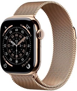 Apple Watch Series 11 42 mm Titan (GPS+Cellular) Milanaise Armband S/M gold