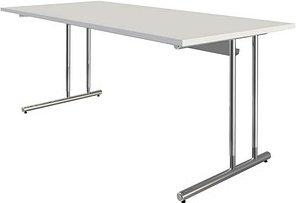 Thumbnail - Kerkmann Lago Schreibtisch weiß rechteckig, C-Fuß-Gestell chrom 180,0 x 80,0 cm