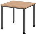 HAMMERBACHER HS08 höhenverstellbarer Schreibtisch eiche quadratisch, 4-Fuß-Gestell grau 80,0 x 80,0 cm