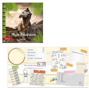 ROTH Freundebuch Tyrannosaurus ca. DIN A4 liniert, grün Hardcover 64 Seiten, 1 St.