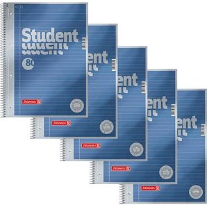 BRUNNEN Collegeblöcke Student Premium liniert DIN A4 Innenrand, 5 Blöcke