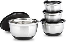 relaxdays Schüssel-Set BOWLY silber 4-tlg., 4 St.