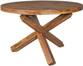 WOHNLING Esstisch sheesham rund, 3-Fuß-Gestell sheesham, 120,0 x 120,0 x 75,0 cm