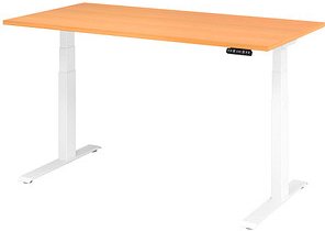 HAMMERBACHER XDKB16 elektrisch höhenverstellbarer Schreibtisch buche rechteckig, C-Fuß-Gestell weiß 160,0 x 80,0 cm