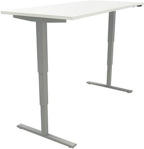 Thumbnail - fm Sidney elektrisch höhenverstellbarer Schreibtisch weiß rechteckig, T-Fuß-Gestell silber 180,0 x 80,0 cm