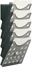 helit Wandprospekthalter the grid wall grau DIN A4 5 Fächer