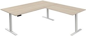 Kerkmann Move 3 elektrisch höhenverstellbarer Schreibtisch ahorn L-Form, T-Fuß-Gestell weiß 200,0 x 100,0 cm