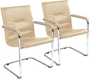Nowy Styl Besucherstühle Rumba RUMBA CHROM V46 beige Kunstleder, 2 St.