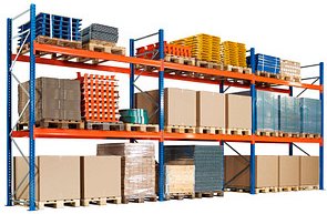 SCHULTE Palettenregal 46800-N orange, blau, silber 844,4 x 110,0 x 300,0 cm