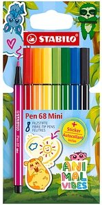 STABILO Pen 68 Mini Animal Vibes Filzstifte farbsortiert, 8 St.
