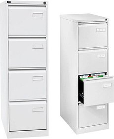 BISLEY LIGHT Hängeregistraturschrank verkehrsweiß 4 Schubladen 41,3 x 62,2 x 132,1 cm