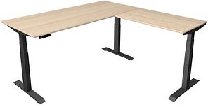 Kerkmann Move 4 elektrisch höhenverstellbarer Schreibtisch ahorn rechteckig, T-Fuß-Gestell grau 180,0 x 180,0 cm