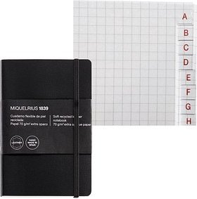 MIQUELRIUS Notizbuch Leather ca. DIN A6 kariert, schwarz Softcover 300 Seiten, 1 St.